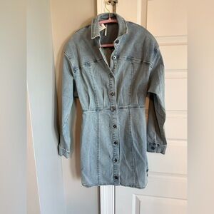 Free People Light Wash Denim Button-Up Dress
